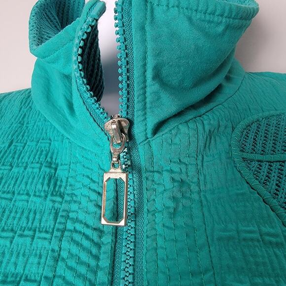 Vintage Great Cavalier Teal Zip Up Jacket Textured Geometric Boho Retro - Picture 3 of 8